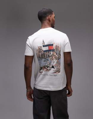 breakfast back print T-shirt in white