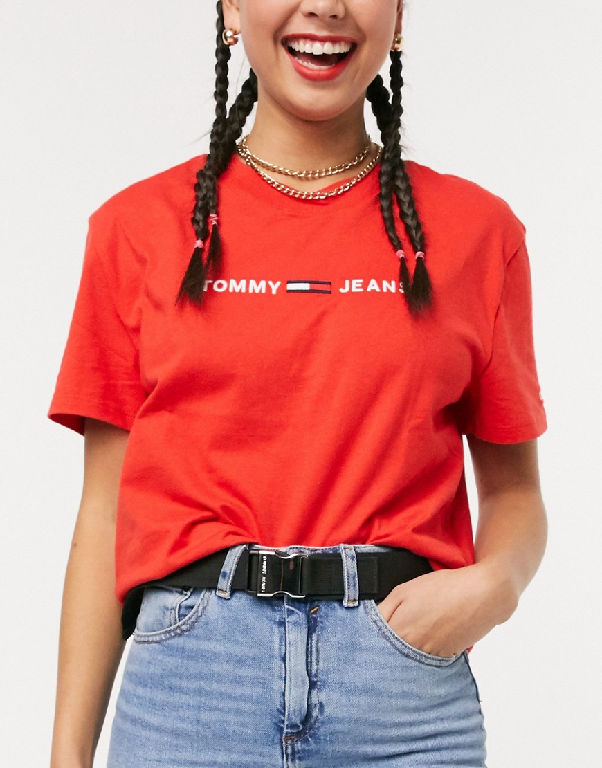 Tommy Jeans - Brede high waist-riem met logo-Zwart