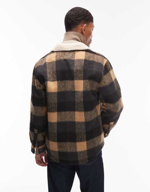 Tommy Jeans - Brun og beige overskjorte med plyskrave og tern , 5 af 5