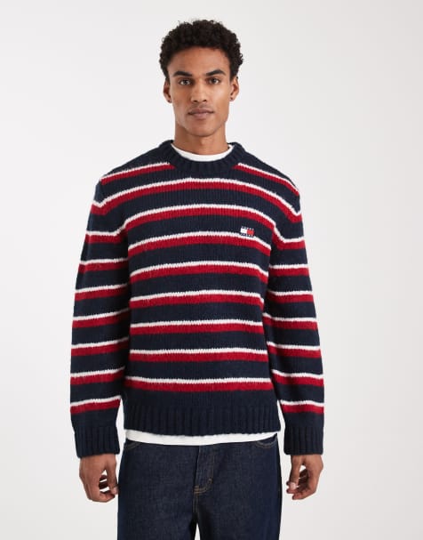 Tommy Jeans brushed jumper in black and red stripe - view 1