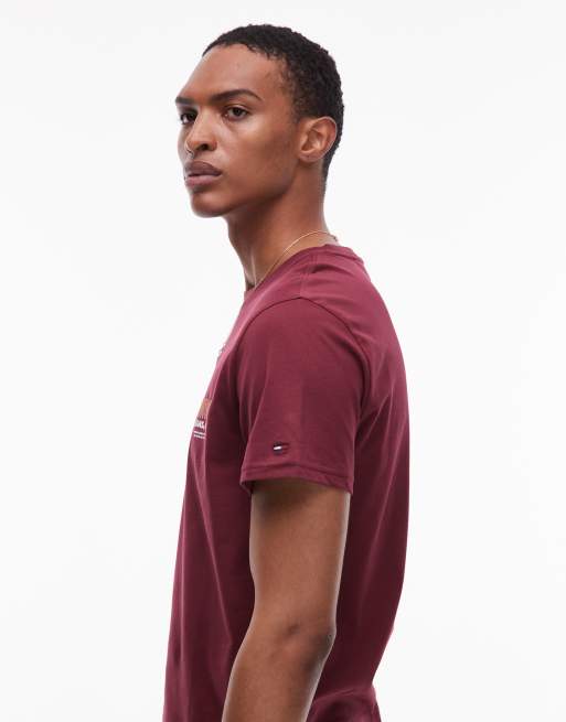 Tommy Jeans bubble chest logo slim t-shirt in burgundy, 4 of 5