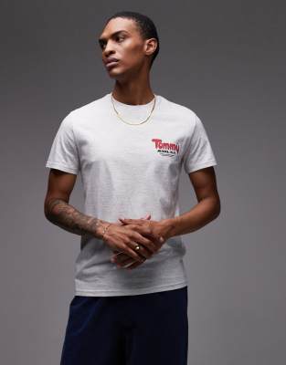 Tommy Jeans Tommy Jeans bubble chest logo slim t-shirt in grey heather