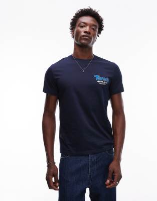 Tommy Jeans Bubble Chest Logo Slim T-shirt In Blue