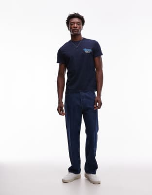 Tommy Jeans Bubble Chest Logo Slim T-shirt In Blue