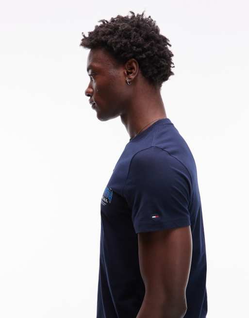 Tommy Jeans bubble chest logo slim t-shirt in navy, 3 of 5