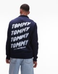 [Tommy Jeans] Tommy Jeans bubble logo back print half zip sweatshirt in navy XS Dark Night Navy