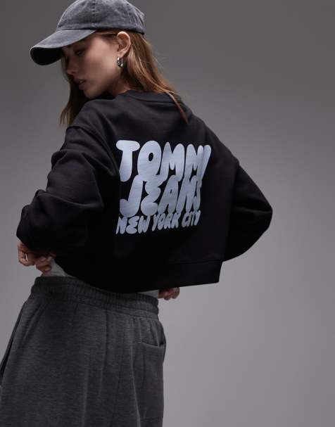 Tommy Jeans bubble logo back print sweatshirt in black - view 1