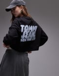 [Tommy Jeans] Tommy Jeans bubble logo back print sweatshirt in black XS Black
