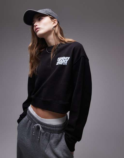 Tommy Jeans bubble logo backprint sweatshirt in black