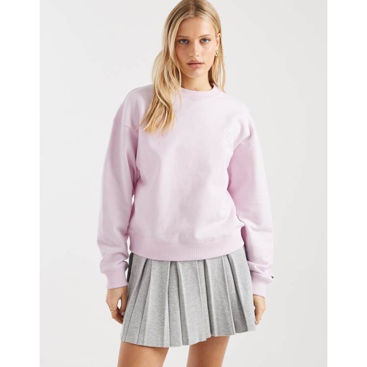 Tommy Jeans bubble logo boxy fit crewneck sweatshirt in pink | ASOS
