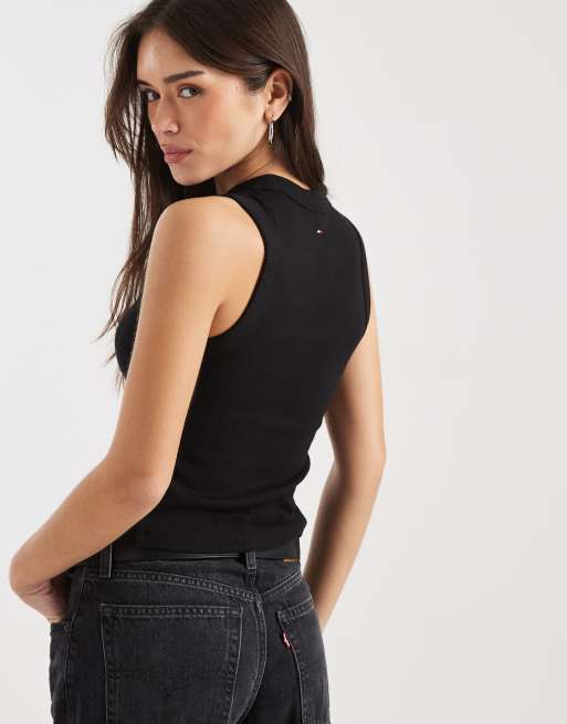 Tommy Jeans bubble logo slim fit vest in black, 4 of 4