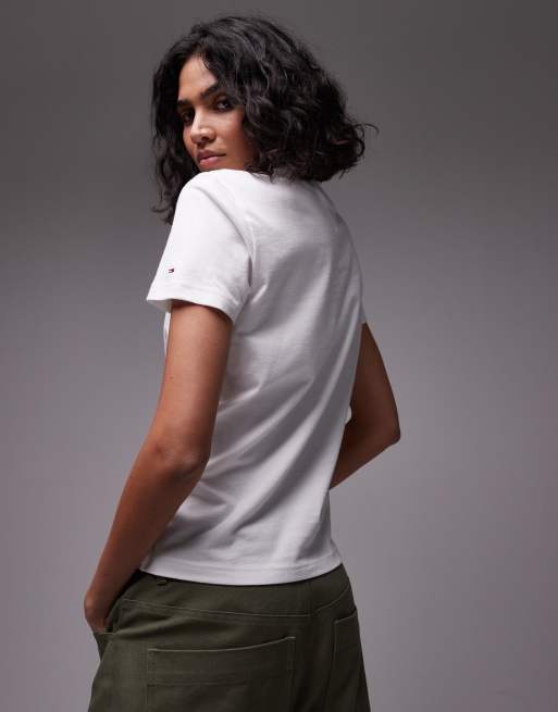 [ JEANS] Bubble Printed T-Shirt ★人気★ Tommy Jeans bubble logo t-shirt in white | ASOS