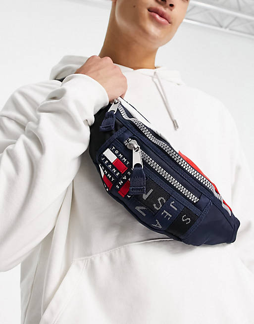 Tommy Jeans bum bag with all over logo in navy