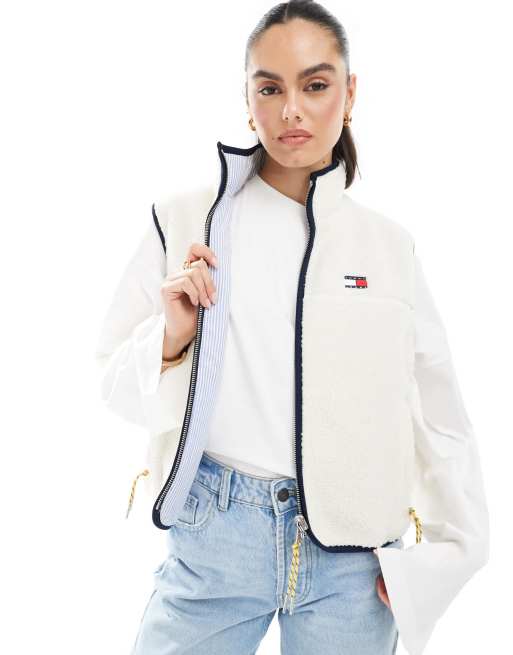 Tommy Jeans – Bunte Wendeweste aus Teddystoff