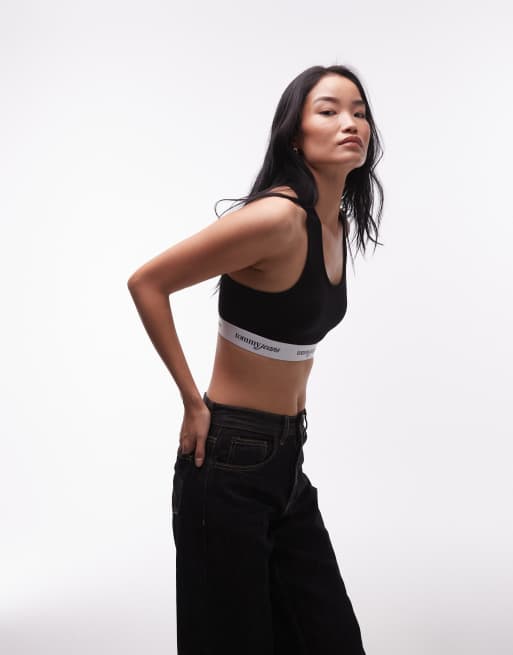 Tommy Jeans – Bustier in Schwarz mit Logostreifen, 3 von 4