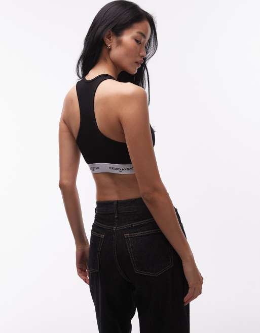 Tommy Jeans – Bustier in Schwarz mit Logostreifen, 4 von 4