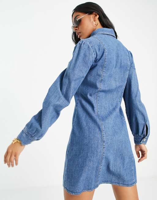 Button Up Denim Chambray Dress