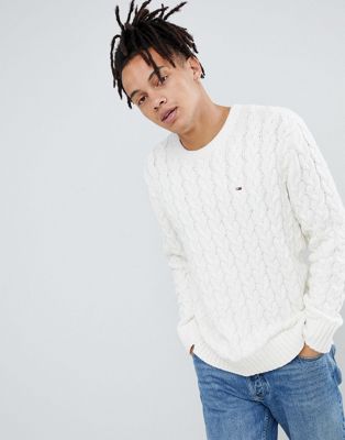 Tommy Jeans cable knit flag logo jumper 