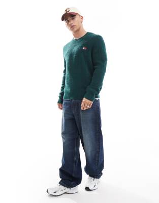 Tommy Jeans cable knit jumper in dark green φωτογραφία