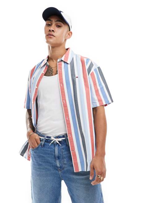 Tommy Jeans - Camicia classica a righe spesse multicolore