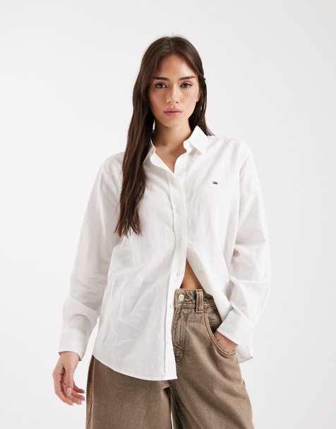 Tommy Jeans - Camicia comoda in lino bianco sporco - view 1