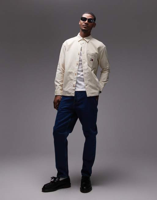 Tommy Jeans - Camicia giacca beige in velluto a coste, 4 di 4