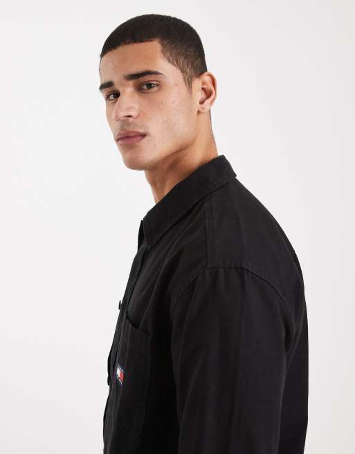 Tommy Jeans - Camicia giacca nera con stemma con logo , 4 di 5