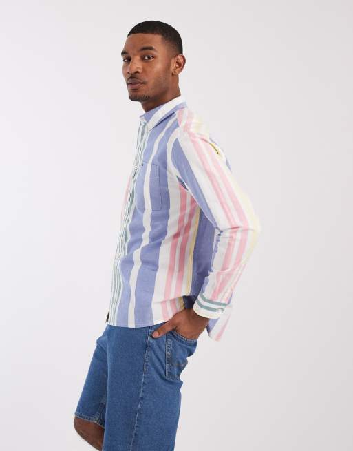Tommy Jeans - Camicia Oxford blu e verde a righe, 6 di 7