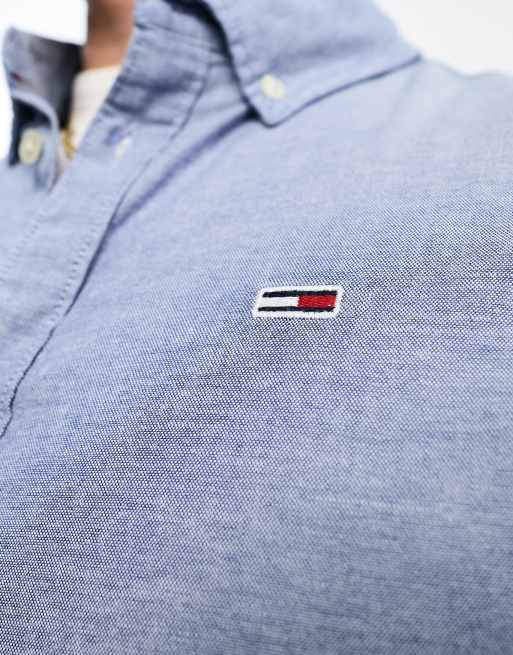 Tommy Jeans - Camicia Oxford slim blu navy, 4 di 4