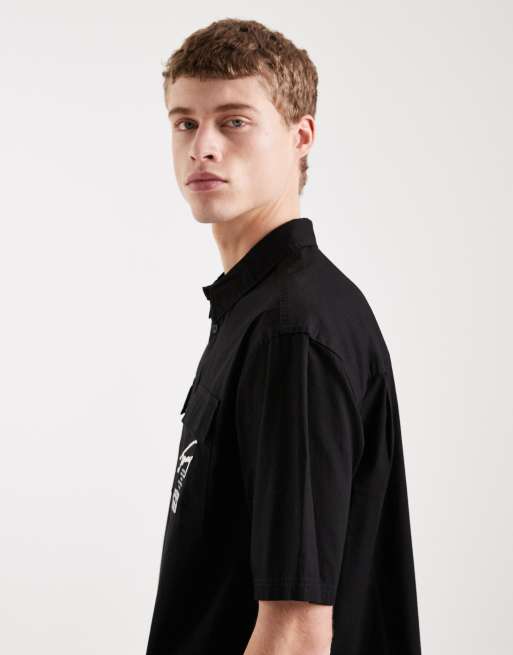 Tommy Jeans - Camicia skater squadrata a maniche corte nera, 4 di 5