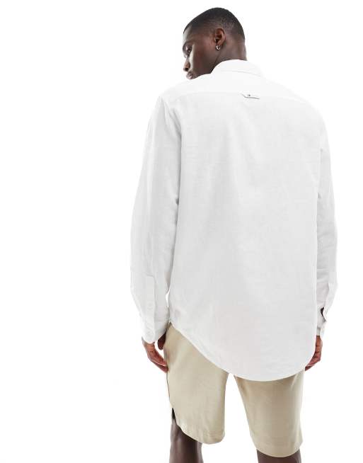Tommy Jeans Camicia vestibilita classica bianca in misto lino ASOS