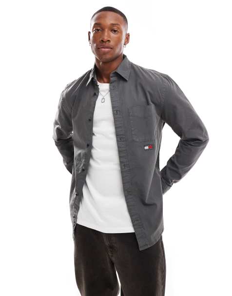 Tommy Jeans - Camicia vestibilità classica in twill nero slavato - view 1