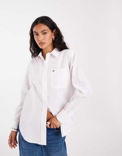 Tommy Jeans - Camisa rosa a rayas holgada con logo de bandera - view 1