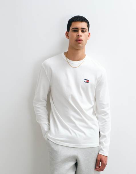 Tommy Jeans - camiseta de manga larga blanca con logo badge - view 1