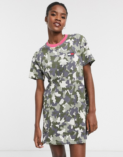 Tommy Jeans camo t-shirt dress in multi