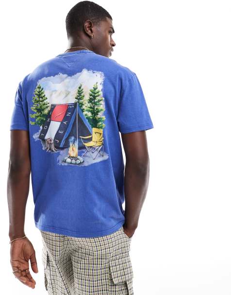Tommy Jeans camping graphic back print t-shirt in blue - view 1