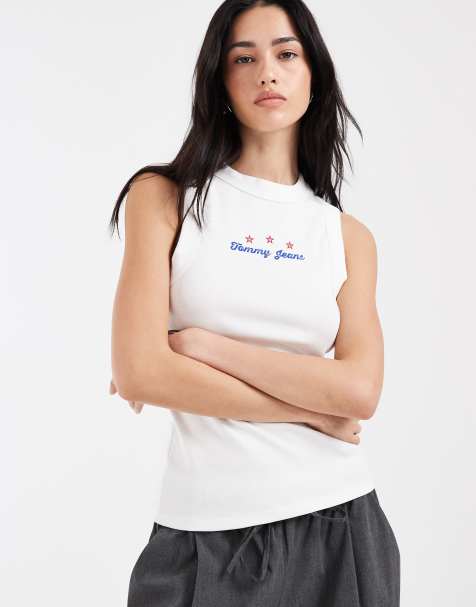 Tommy Jeans - Canotta bianca con logo con stella - view 1