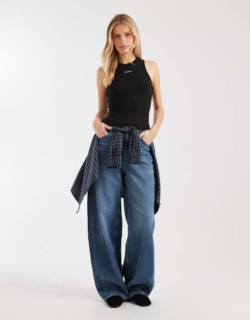 Tommy Jeans - Canotta slim fit nera a coste con scritta del logo, 3 di 4