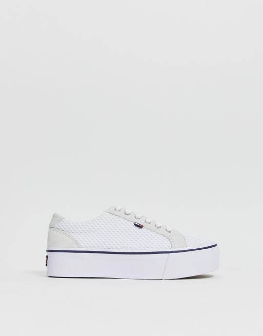 Tommy jeans canvas logo flatform clearance trainers