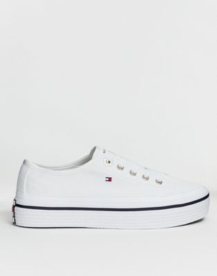 tommy jeans canvas logo flatform trainers