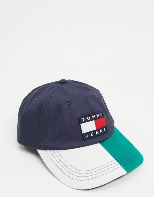 Tommy Jeans cap in navy with split colour peak and logo