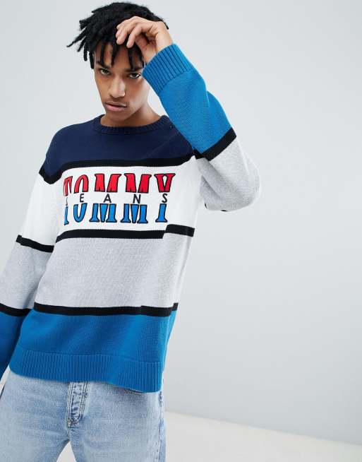 Tommy jeans colourblock crew sweater hot sale