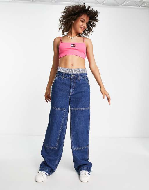 Tommy Jeans Caraco court côtelé à logo Rose ASOS