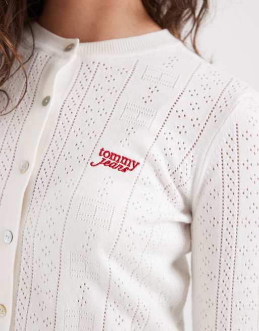 Tommy Jeans - Cárdigan blanco de pointelle, 2 de 4