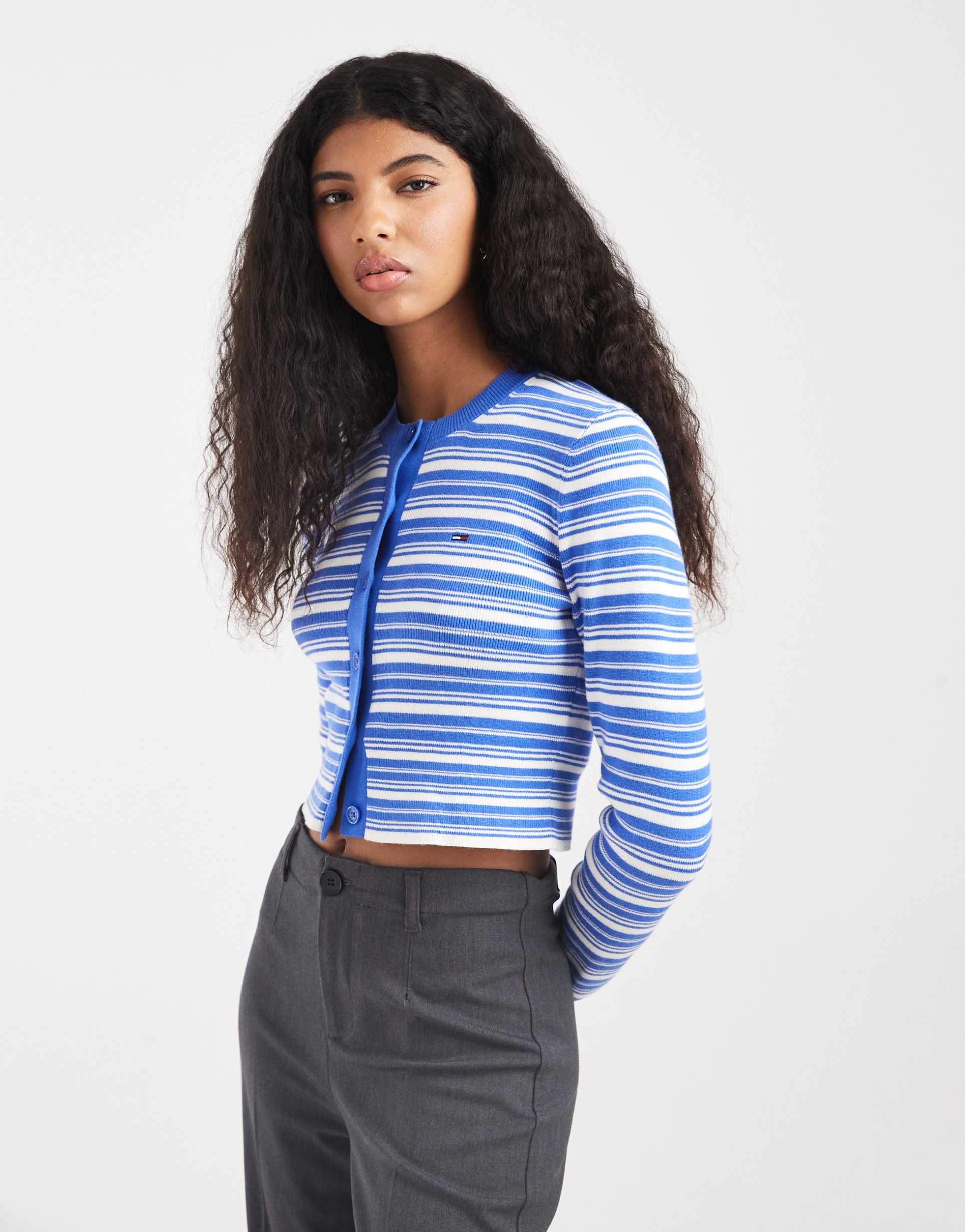 tommy jeans cardigan in blue stripe