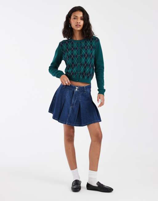 Tommy Jeans Cardigan mit Flaggenlogo in Dunkelgrün mit Argyle-Muster, 3 von 4