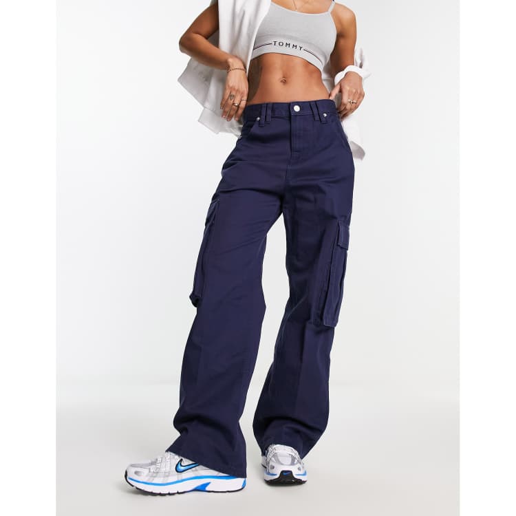 Navy blue hot sale cargo trousers