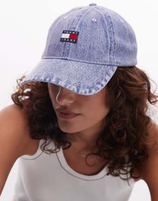 Tommy Jeans - Casquette en jean avec logo drapeau - Lilas délavé-Violet