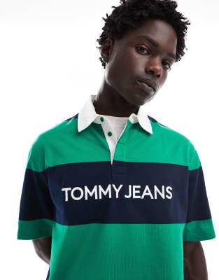 Tommy Jeans Casual Fit Polo in Multi-Green