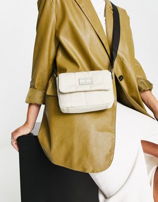 Tommy Jeans casual quilted flap cross bag in cream - ASOS Price Checker